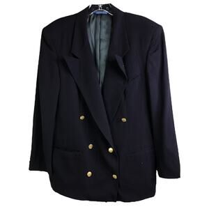 Austin Reed Blazer Jacket Womens 10 Navy Blue Double Breasted Gold Buttons